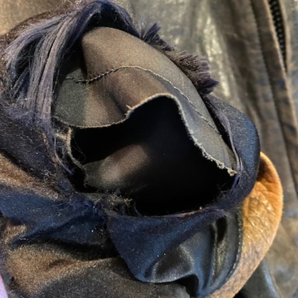 Vintage 80's Fog City Leather Two Tone Black/Brown Bomber Jacket  -Large - Picture 14 of 14